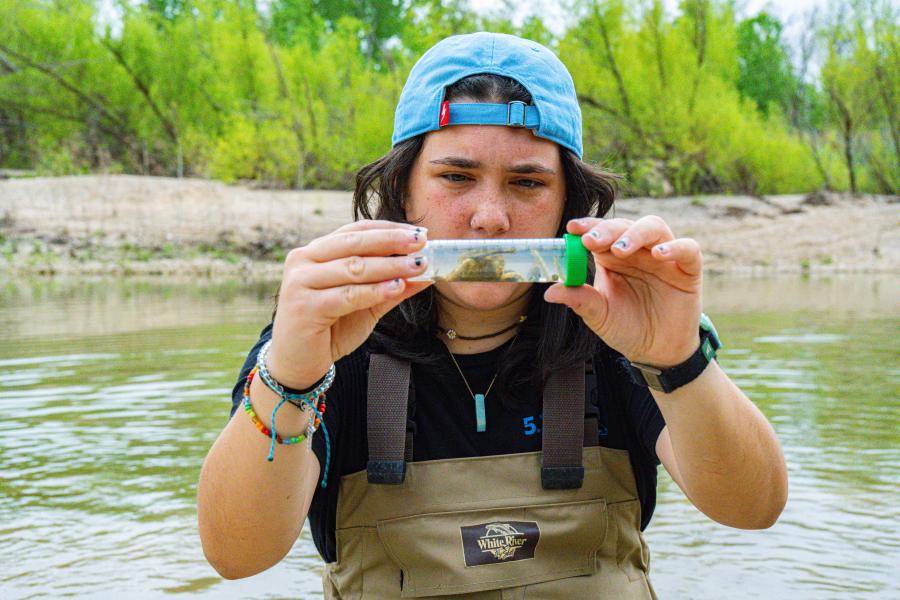 Girl with water samples